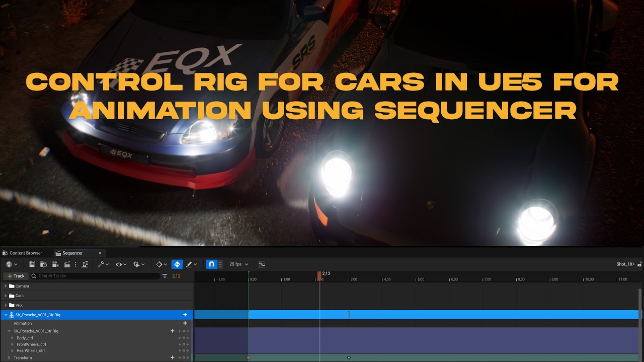 Создание CONTROL RIG для автомобилей в Unreal Engine 5 для анимации с помощью Sequencer