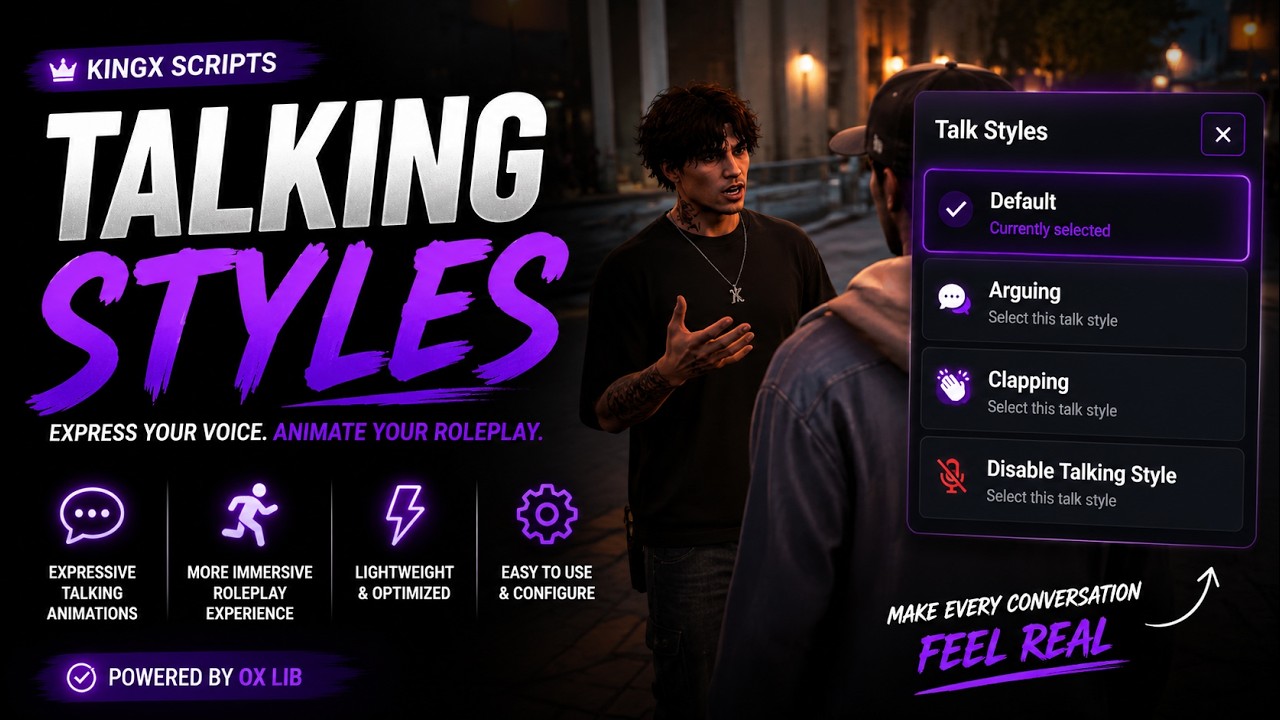 Kingx Talking Styles | Simple Voice Gestures System | [ESX/QB] | [$10]