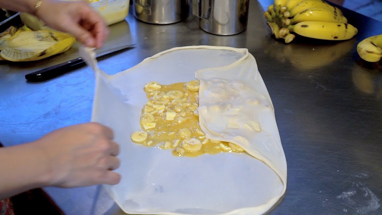 Thai Banana Roti タイのスイーツ バナナロティ Bangkok Street Food