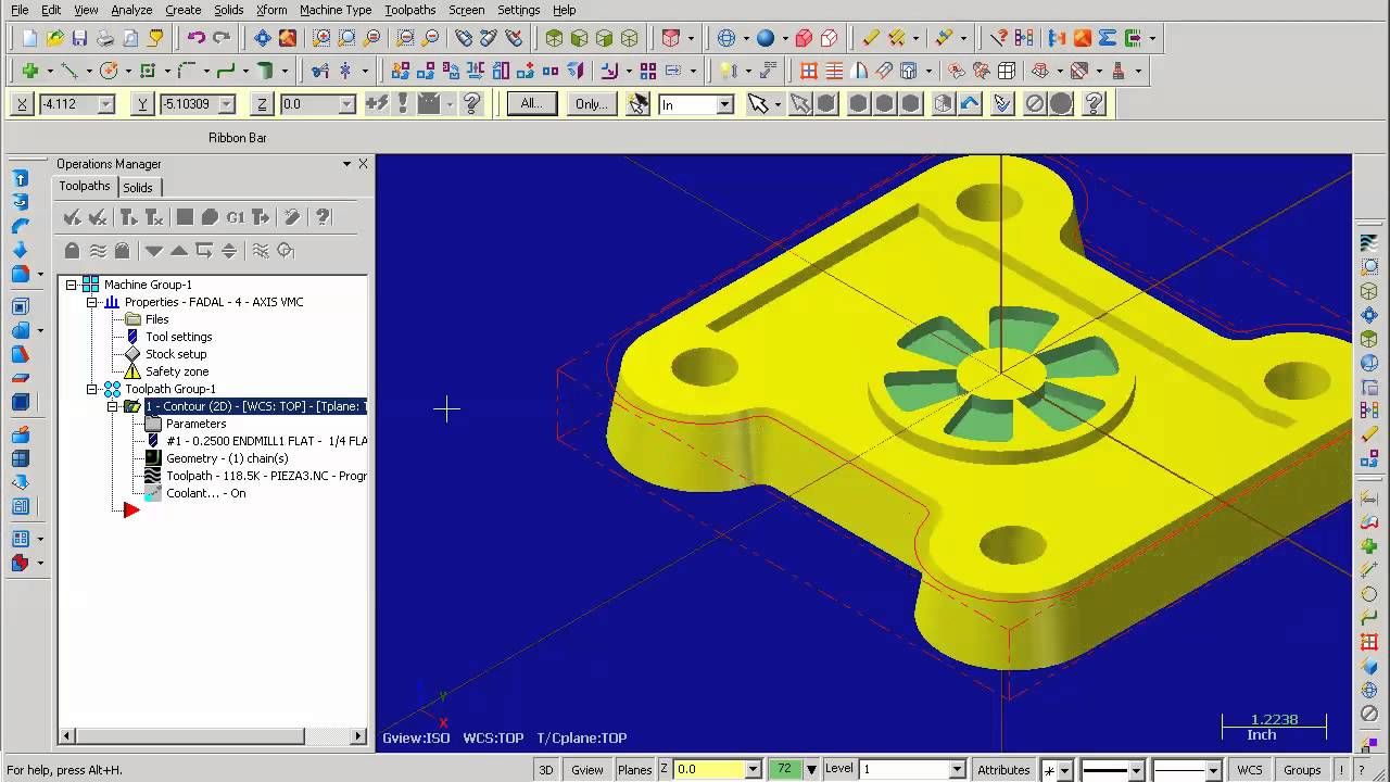 Mastercam Contorno con angulo utilizando funcion contour y superficies