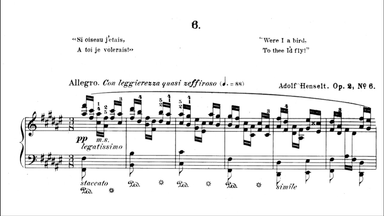 Rachmaninoff plays Henselt - Were I a Bird, Op. 2: No. 6