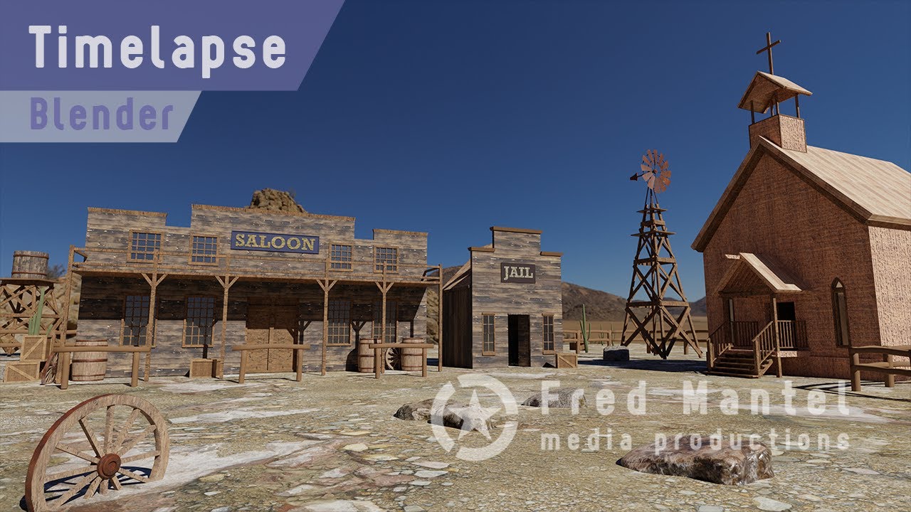 Modeling a Western scene in Blender - timelapse