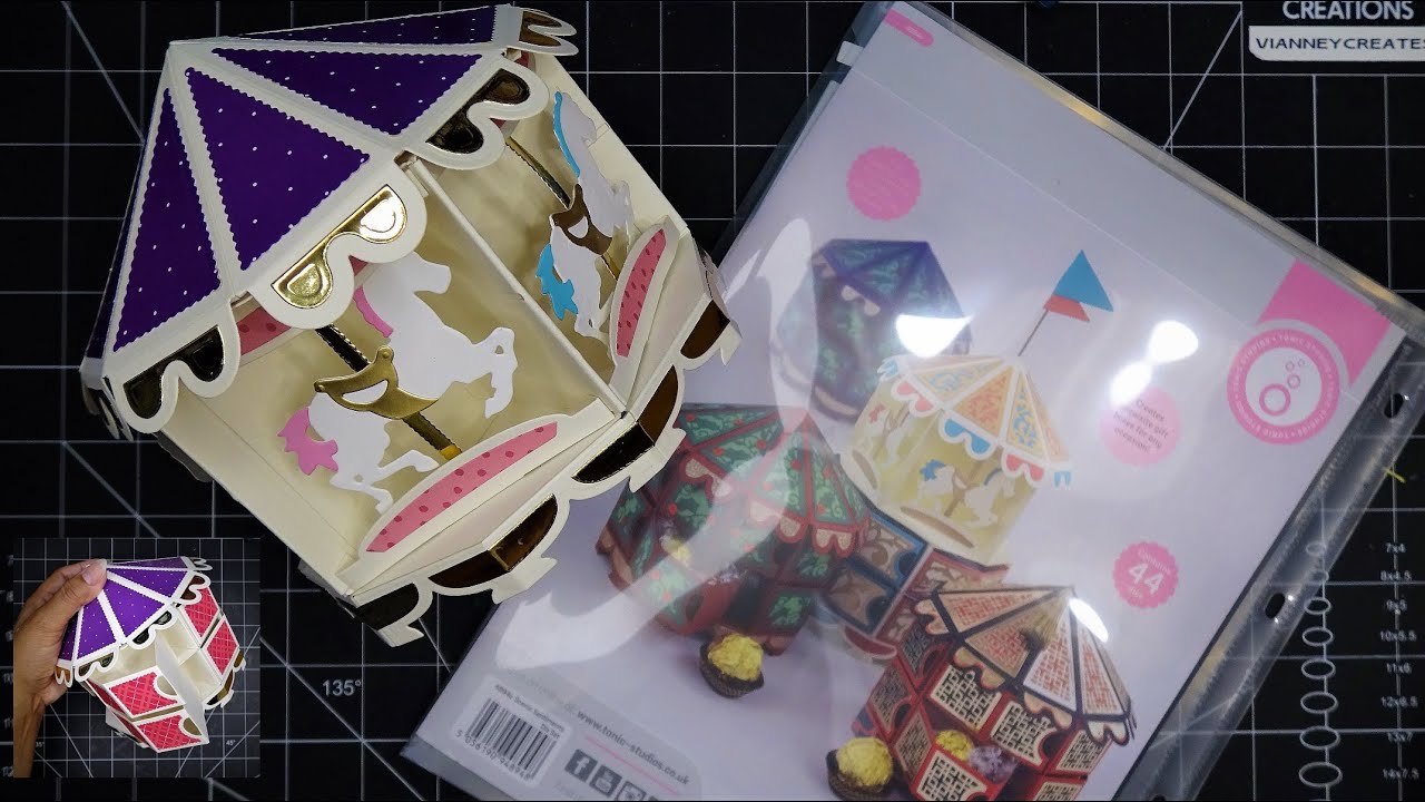 Tonic Studios Big Top Carousel Gift Box Die Set Step-by-Step Construction Tutorial! Horses & Drawers
