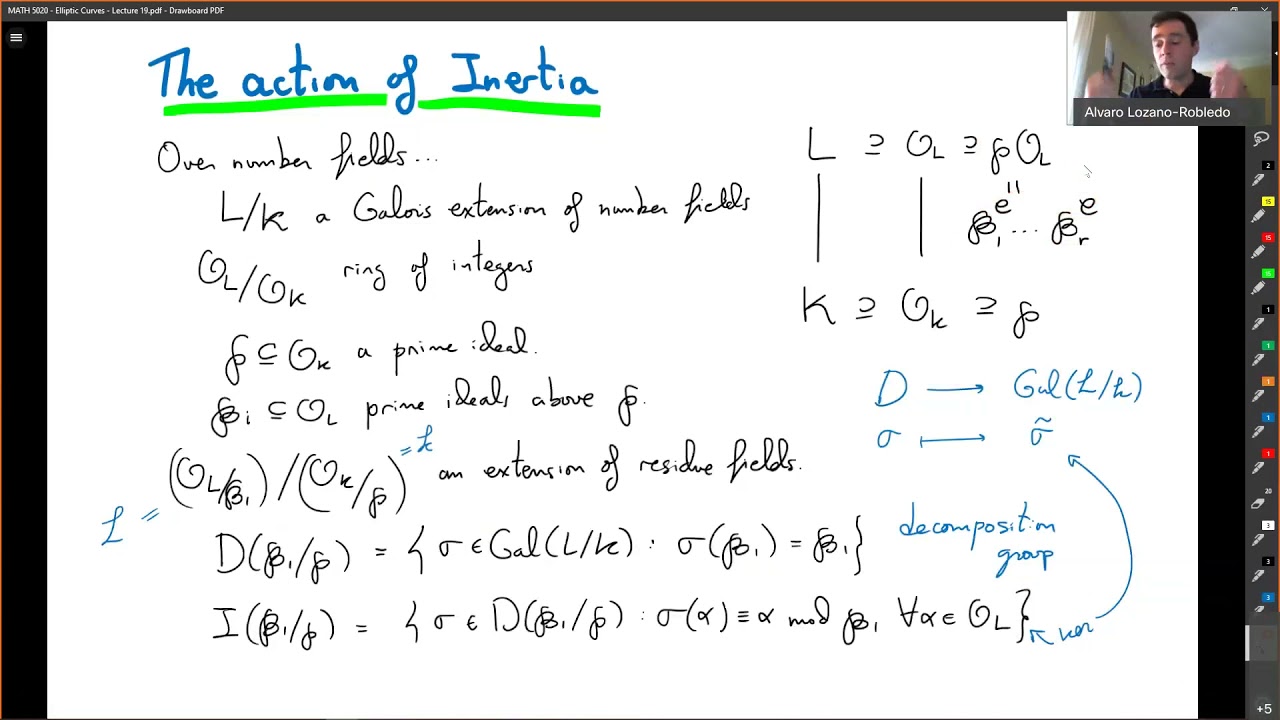Elliptic Curves - Lecture 19b - Elliptic curves over local fields (the action of inertia)