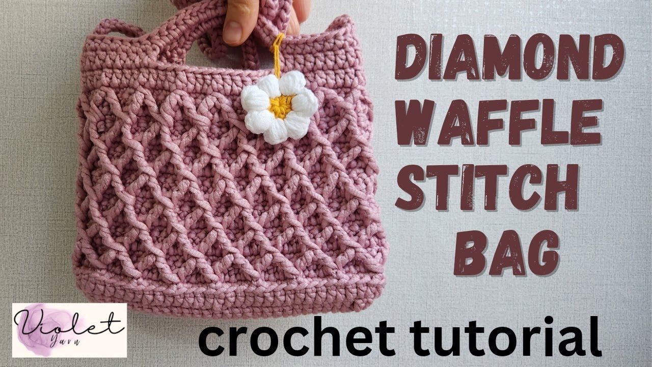 DIY crochet bag how to crochet diamond waffle bag