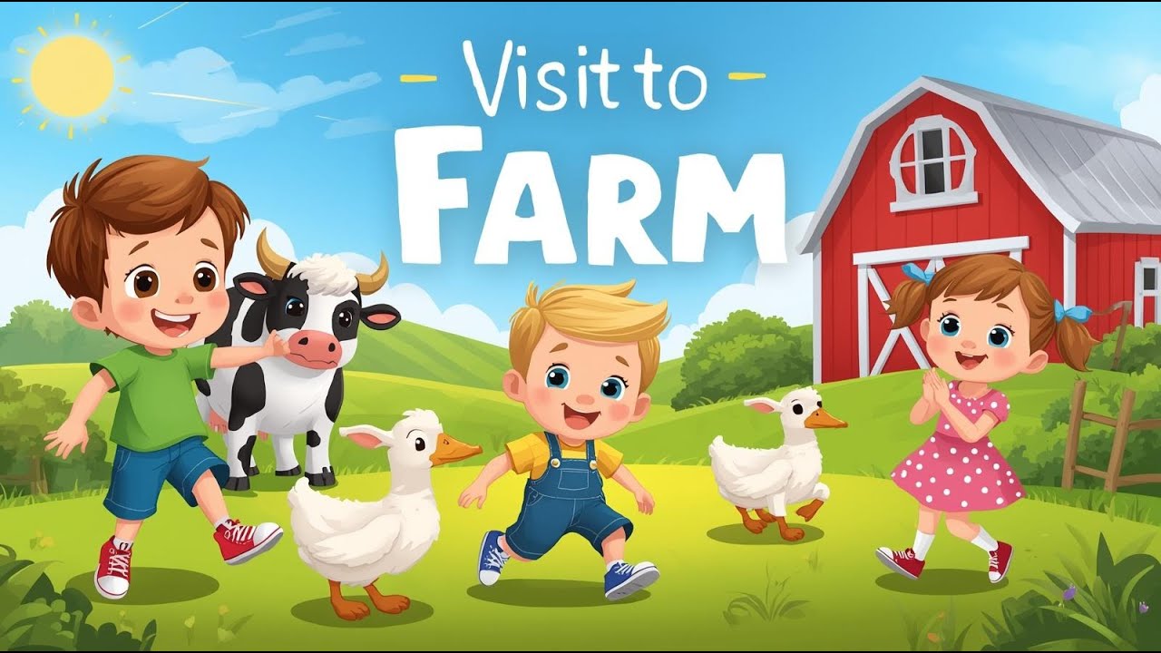 Visit to the farm preschool | Kindergarten Farm Animals | Kids Learning Videos | Nursery Rhymes Poem