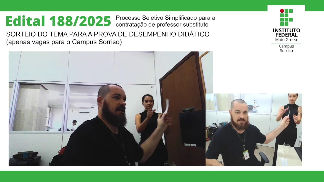 Edital 188/2025 - Professor Substituto - Sorteio do tema para prova de desempenho didático