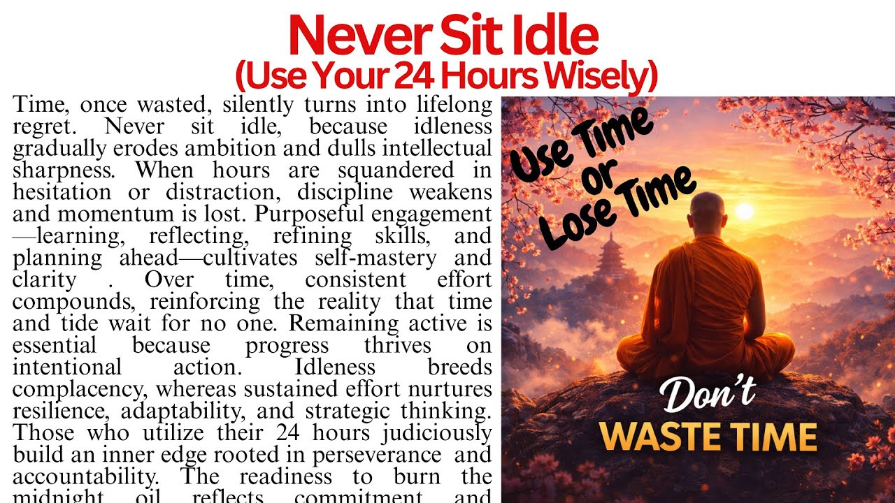 Never Sit Idle | Use Your 24 Hours Wisely | Reading Comprehension Passage | Passage Reading