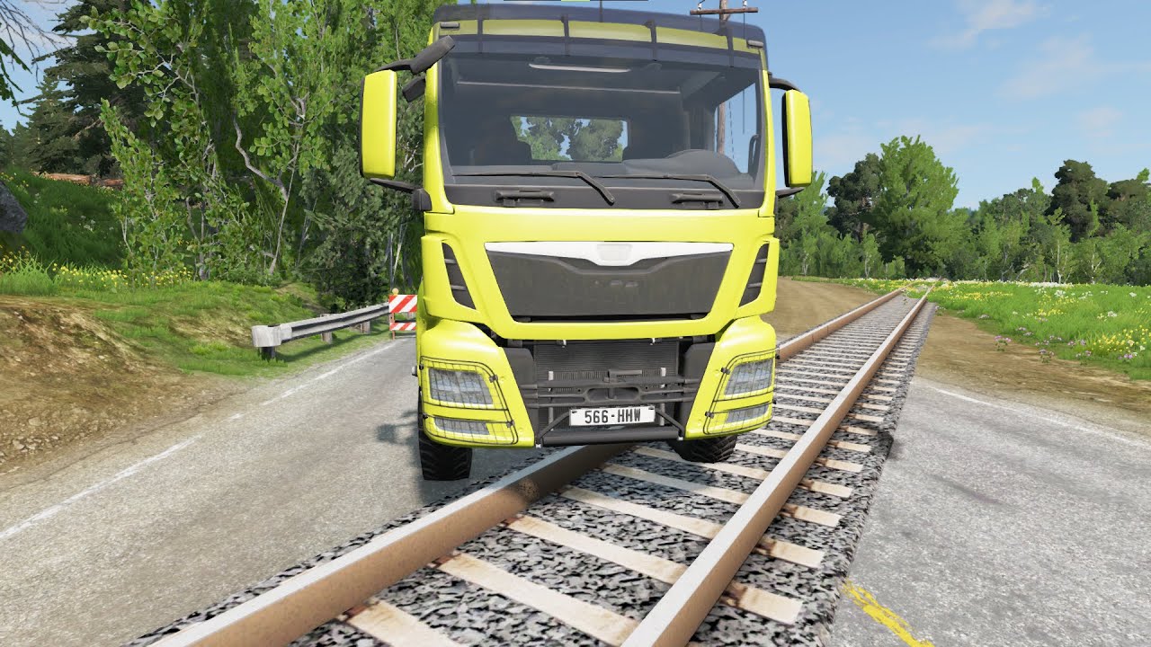 Cars vs Rail track #13- BeamNG.Drive