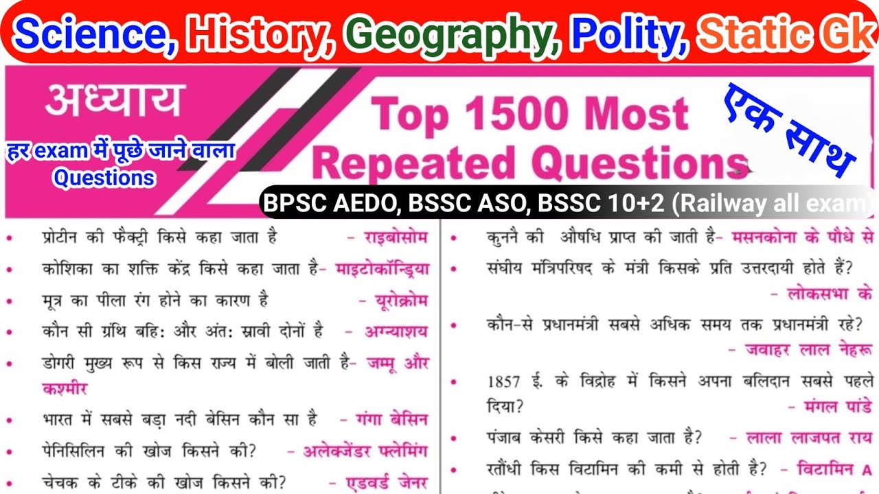 One Shot video: [Science, History, Geography, Polity, Static gk, Economic] एक ही Video में #ekniyam