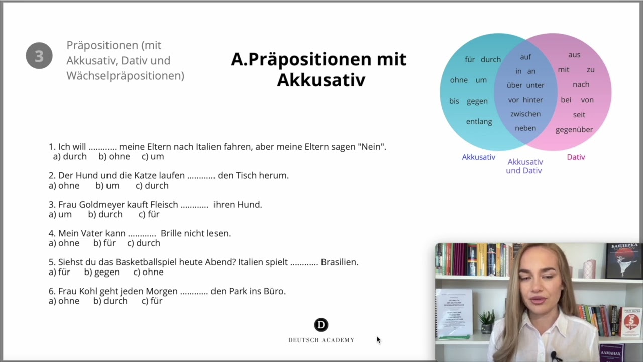 Предлози с АКУЗАТИВ и предлози с ДАТИВ в НЕМСКИЯ език 🇩🇪 Präpositionen mit Akkusativ und Dativ A1-A2
