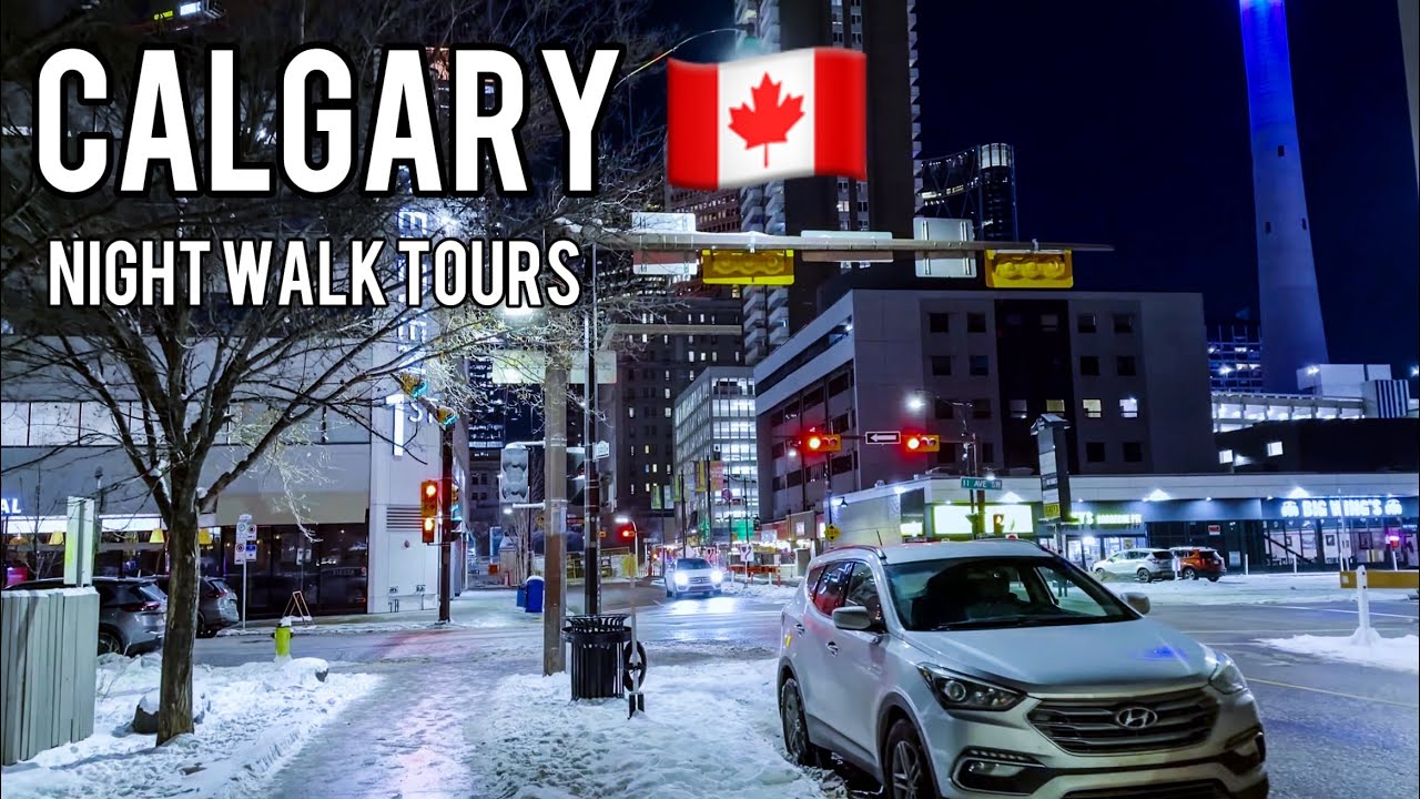 Christmas 2025 ​Walking Calgary's SNOWY Downtown at Night | Winter Walking Tour CANADA🇨🇦  [4K UHD] 