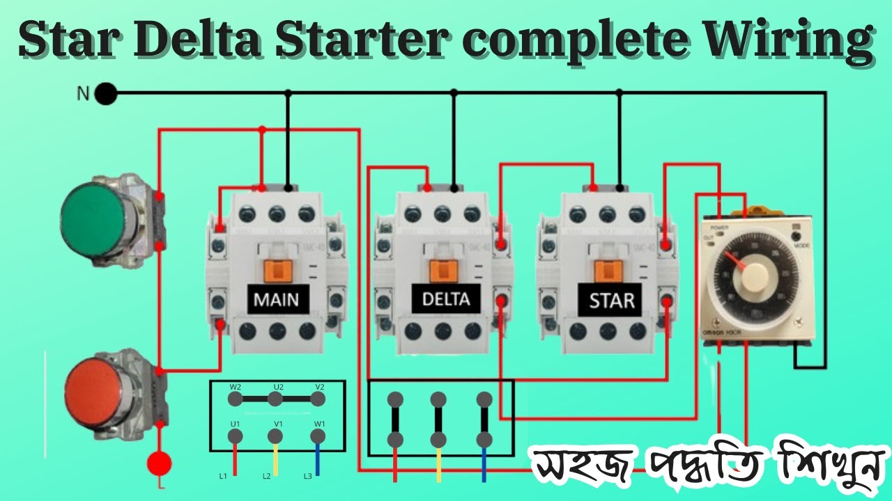 Star Delta Starter animation complete wiring connection diagram explained in Bangla. | স্টার ডেল্টা