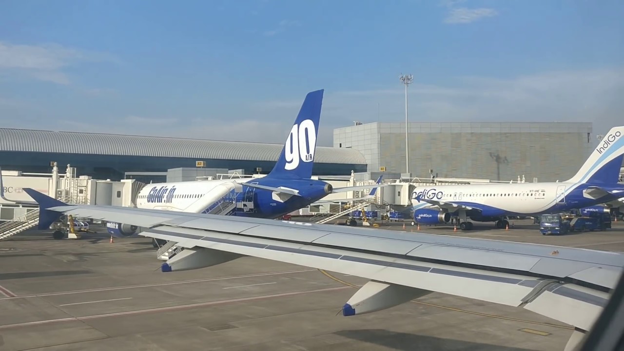 Aeroplane takeoff from Mumbai Airport Domestic Terminal 1(T1) Flying at Height 35000 Feet.