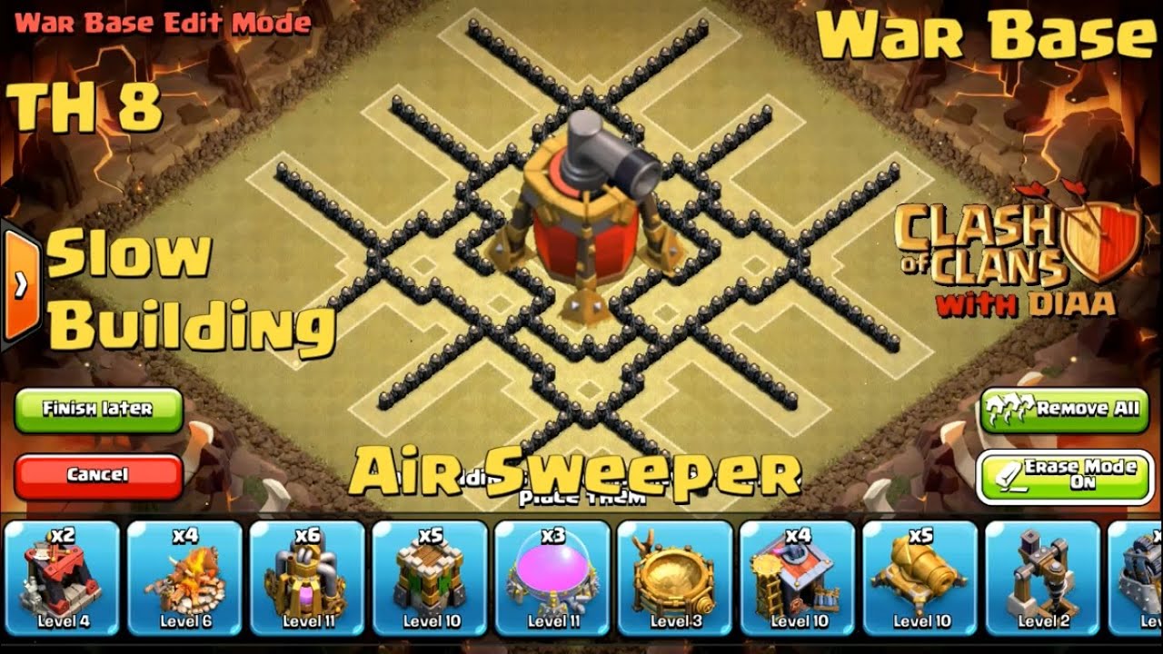 COC l One Of The Best TH8 Clan War Base With Air Sweeper ll Anti 3 Stars (Dragons & Hogs)