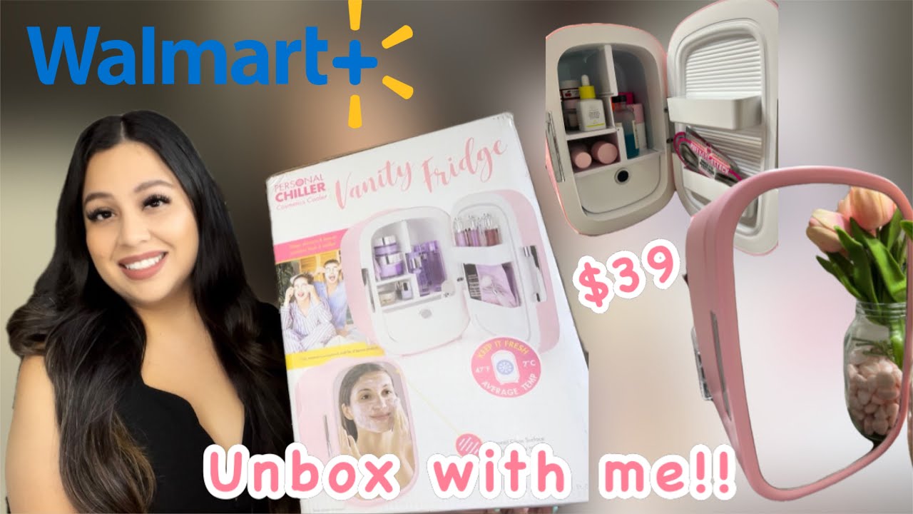 Walmart Skincare Fridge Unboxing | Affordable Vanity Mirror Skincare Fridge | Walmart Find 2022!