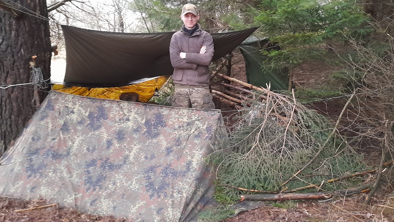 24h Overnighter/ Biwak/ Bushcraft bei Wind und Regen