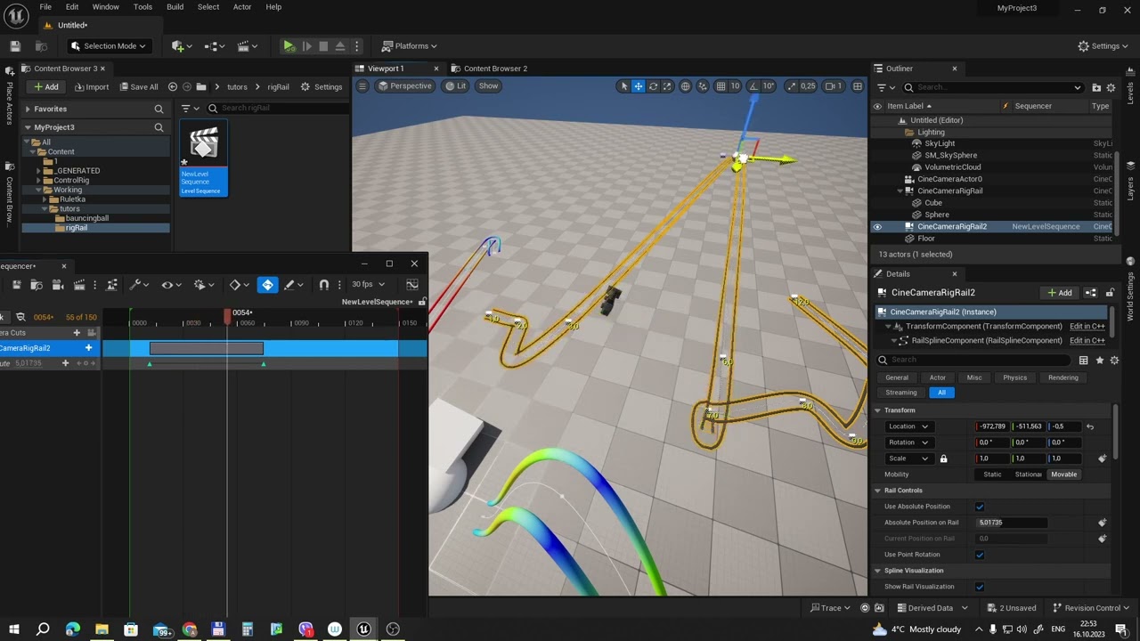 UE5 short tutorials: Cine Camera Rig Rail. Новый компонент сплайна для анимации в 5.3+