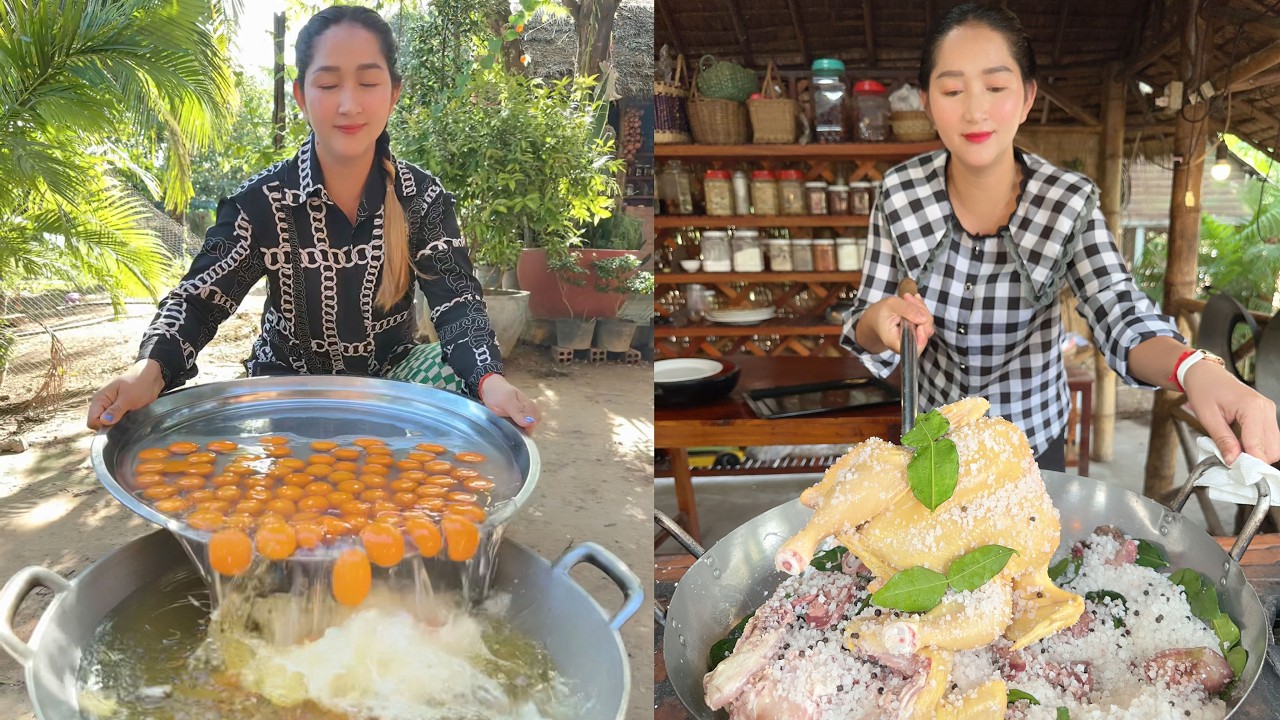 Amazing Cooking: Fry Shrimp, Chicken Salty Cooked, Fry Egg | Cooking Skill | Mommy Chef Cooking