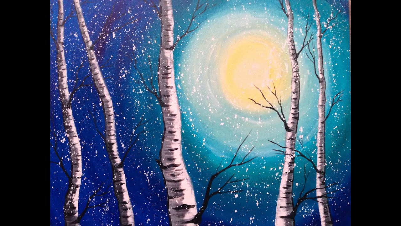 Beginner Acrylic Painting Class Birch Trees #lovewinterart | TheArtSherpa