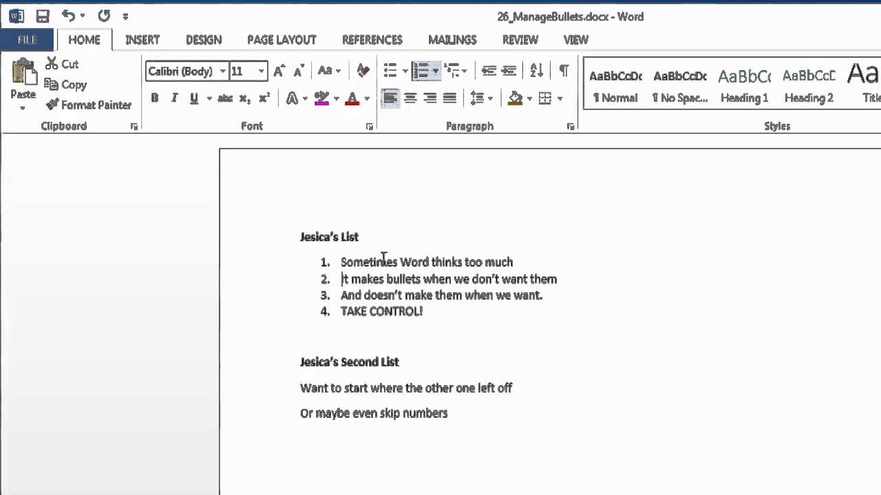 How to Manage Bullets in Microsoft Word : Using Microsoft Word