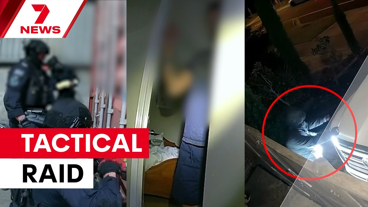 Tactical team bodycam shows arrest of Toyota heist syndicate members | 7NEWS