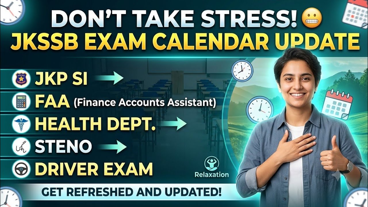 Don't take Stress 😬, JKSSB Exam Calender , Update , Jkp si , FAA , Health , Steno,Driver Exam