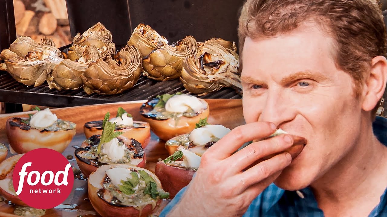 Bobby prepara alcachofra assada e sobremesa de pêssego | Loucos por Churrasco | Food Network Brasil