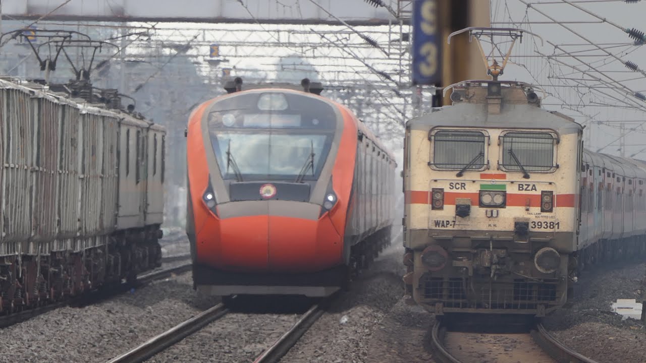 Super Fast Exp and VandeBharat Trains OVERTAKES Mail Exp + Freight Trains | Indian Railways