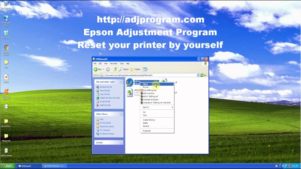Reset Epson EP 804 by Adjustment Program