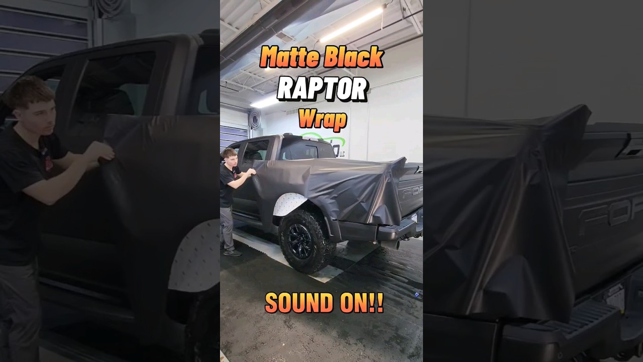 Wrapping a Ford Raptor in matte black! #asmr #wrapasmr #Raptor #Ford #wrap