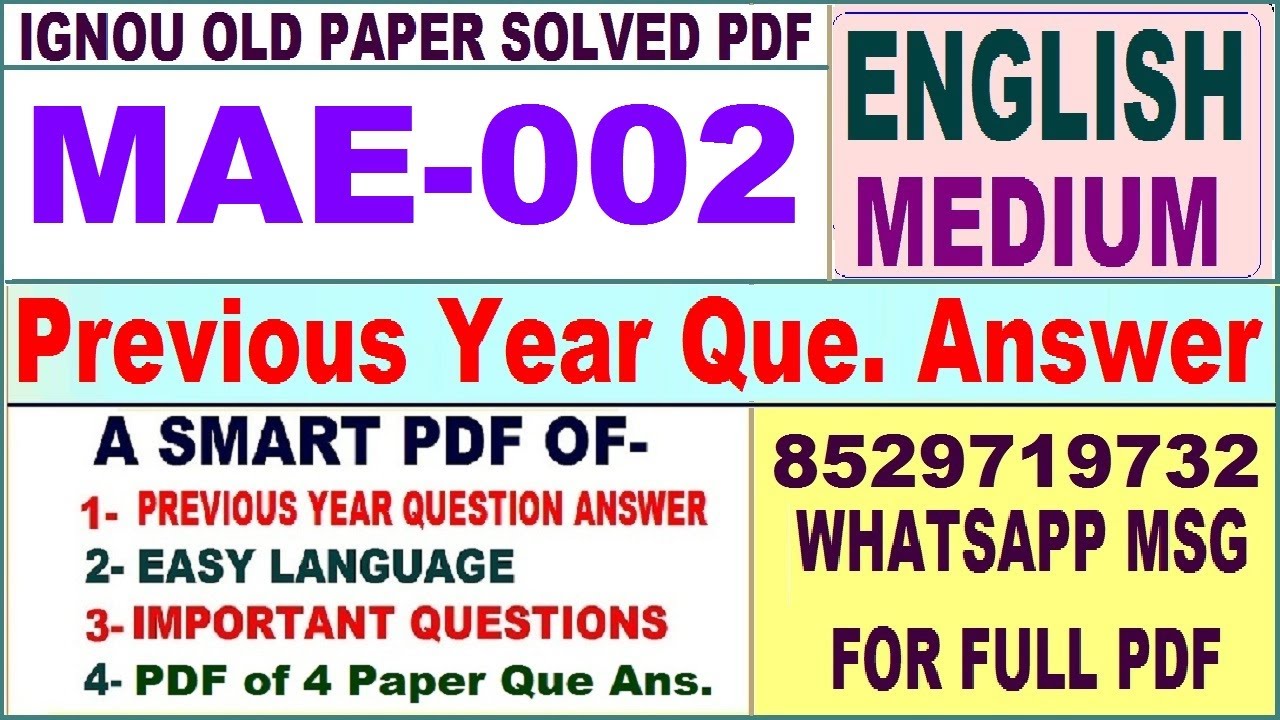 MAE 002 Previous Year Question Paper Solved in English || mae 002 important questions with answers