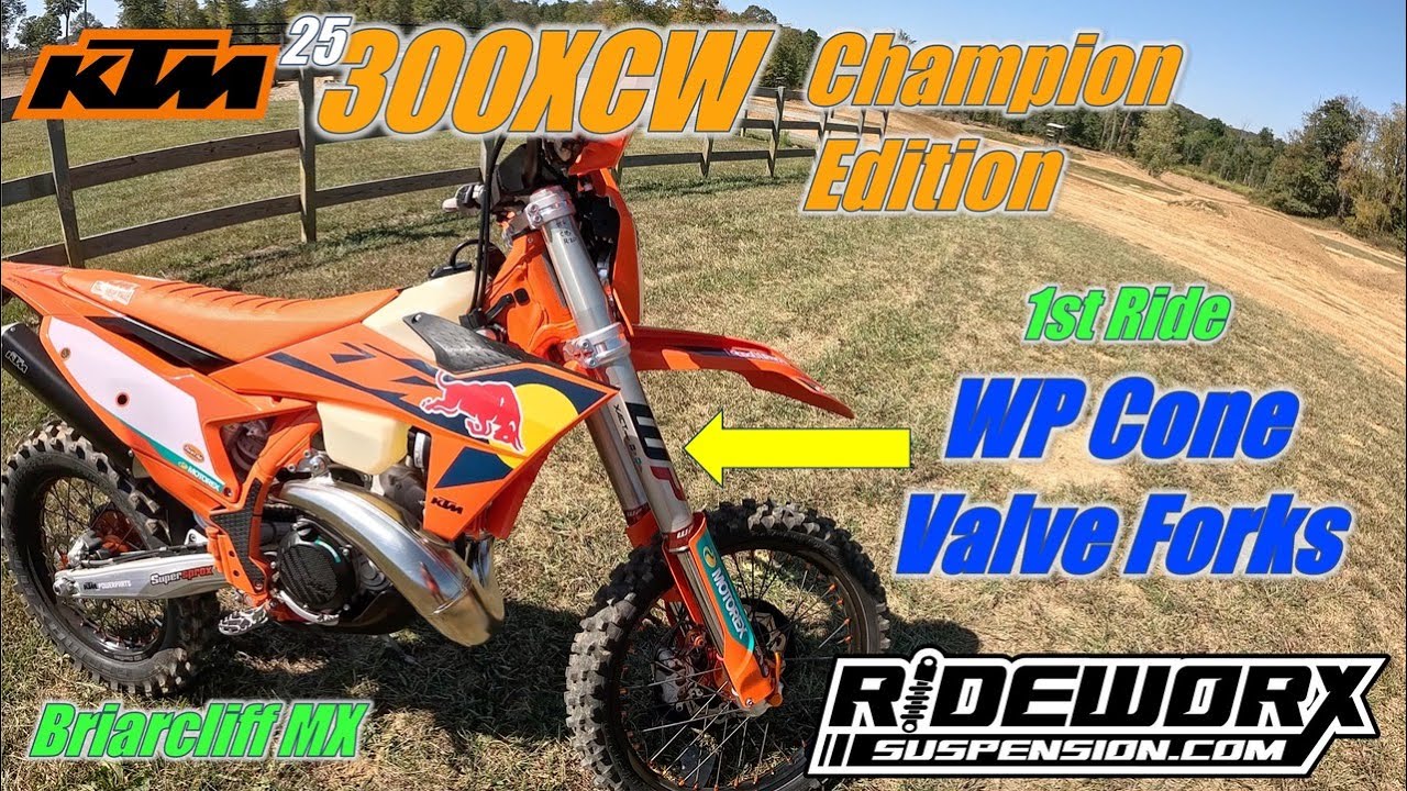 2025 KTM 300XCW Champion Edition: WP Pro Components Cone Valve Forks First Ride