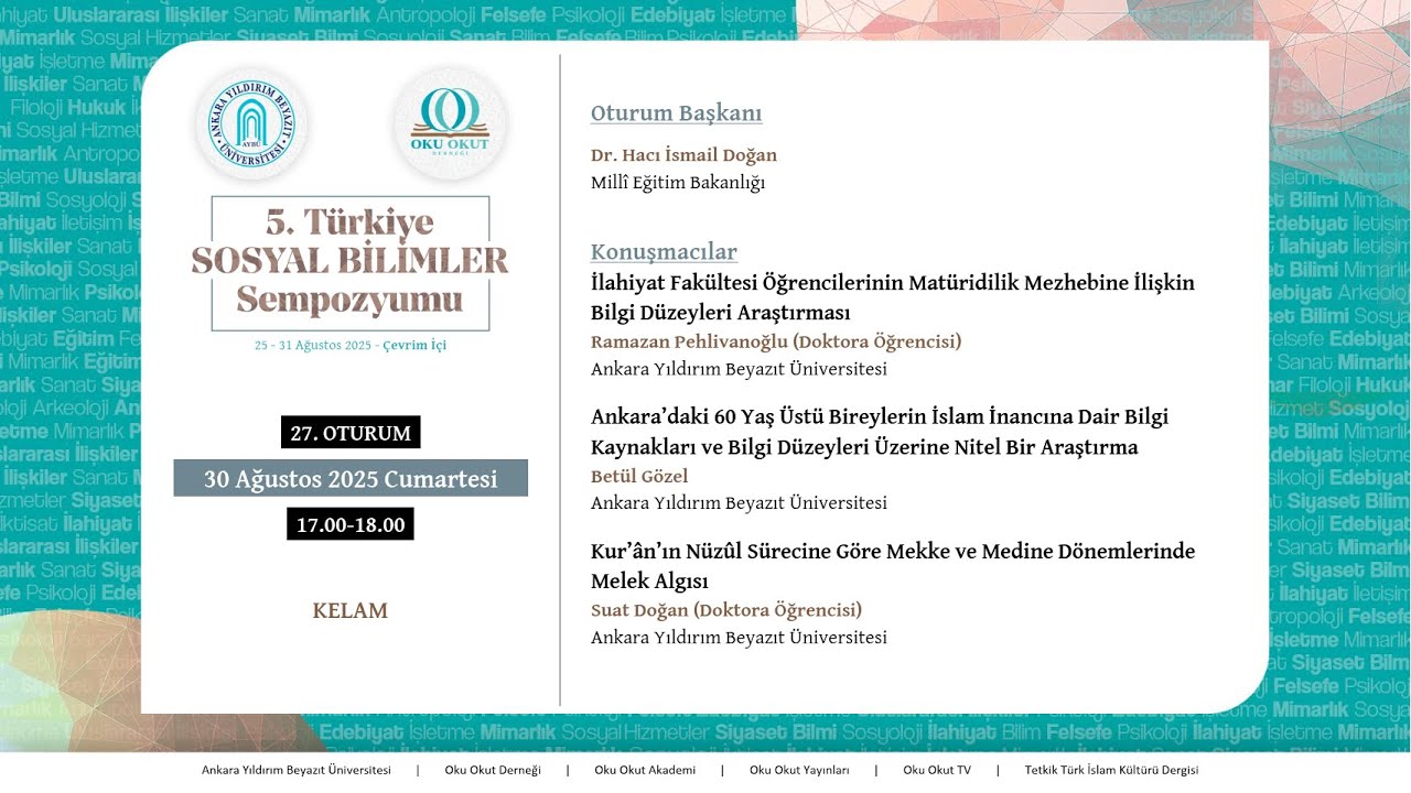 27.⁠ ⁠Oturum: Kelam | 5. Türkiye Sosyal Bilimler Sempozyumu
