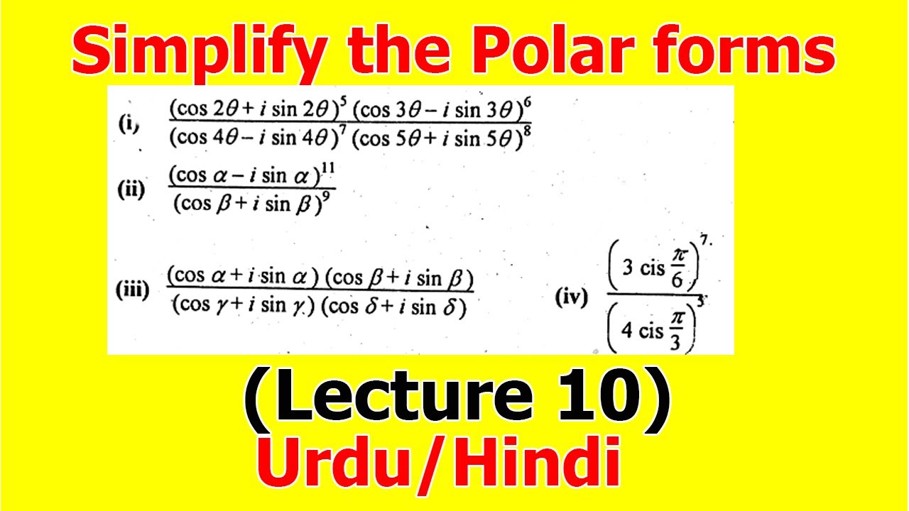 10. Simplify the expressions in polar form | Complex analysis | Urdu/Hindi