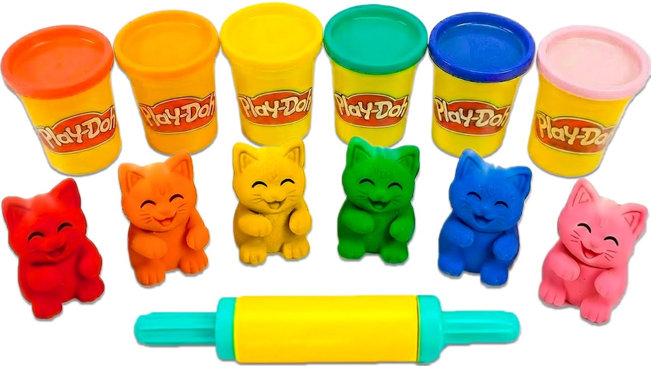 DIY How to make Meow Meow Kinetic Sand 🐱 Glitter PlayDoh Cat 🌈 Kinetic Sand ASMR