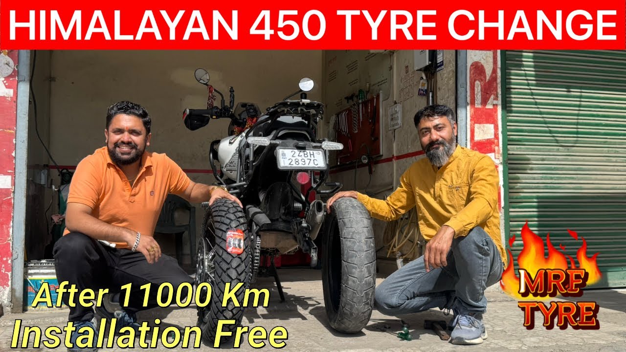Himalayan 450 tyre change MRF ll Best BUDGET TYRES 6 year warranty ll Tanishk Tyres Daurala MeerutUP