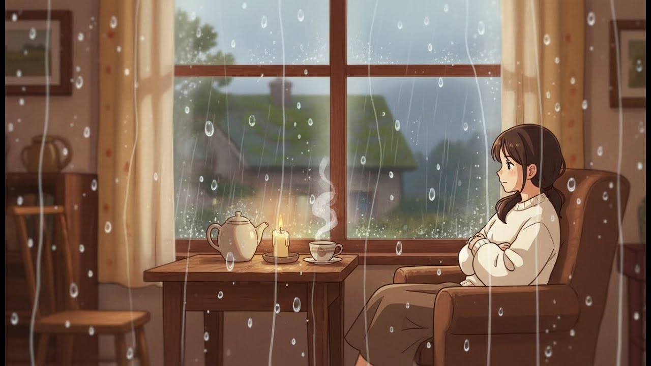 Rain on the Tin Roof  Cozy Tea & Slow Evening | Ghibli-Style ASMR
