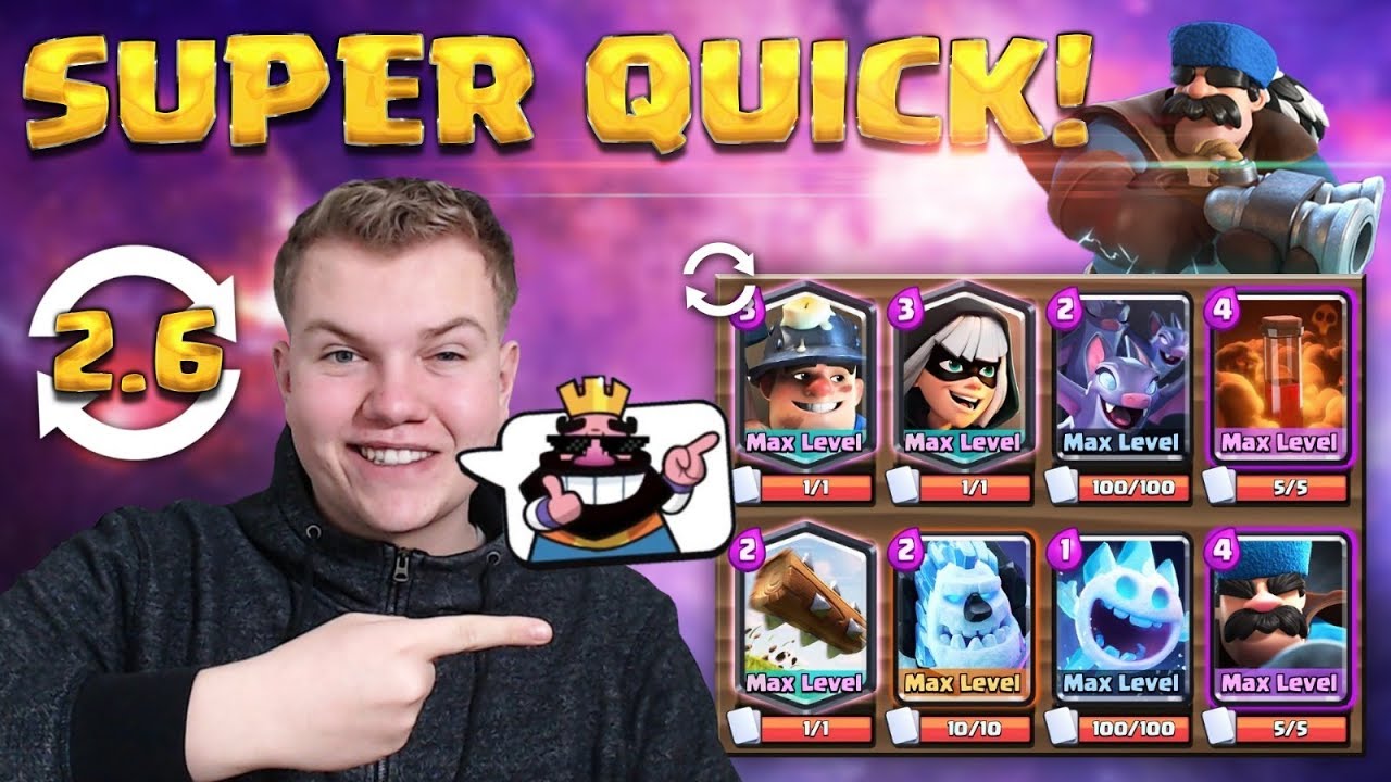 SUPER QUICK! 2.6 Cycle Miner Hunter Control Deck LIVE Grand Challenge Gameplay - Clash Royale