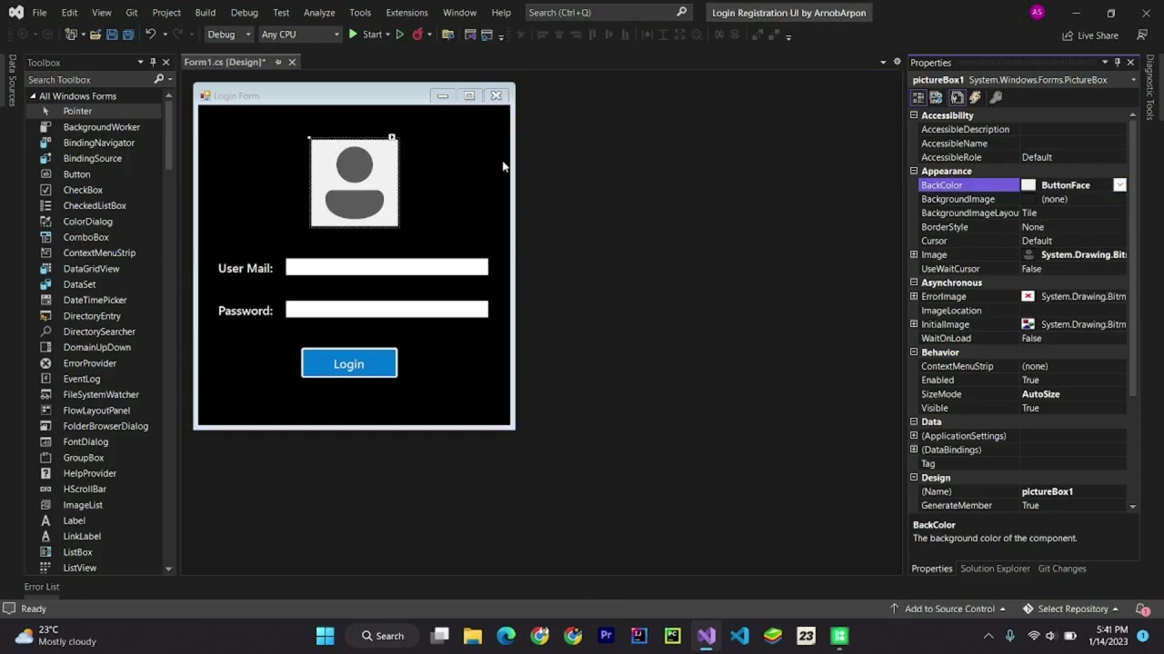How to create login & registration system using C# |  @arnobarpon
