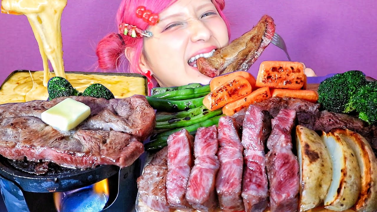 【ASMR】ステーキを食べる🥩✨ / ミスジ. 焼きマシュマロ