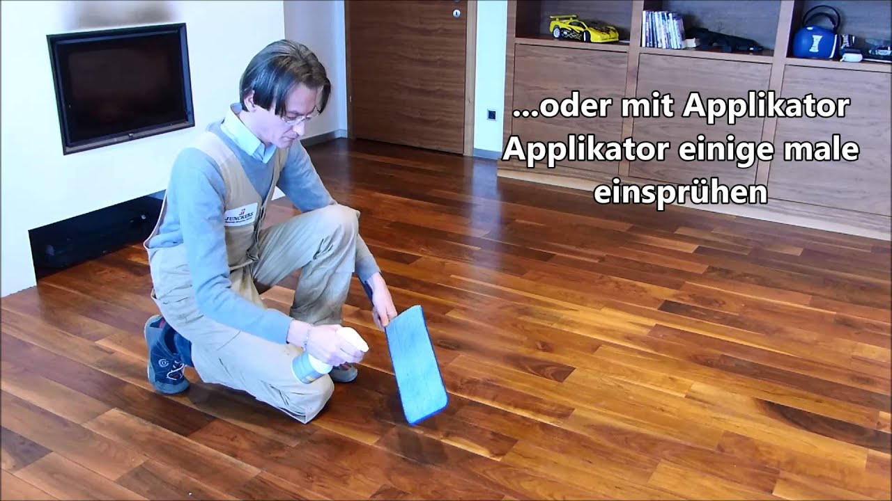 Geöltes Parkett ölen und nachölen. So ölen Sie Weitzer ProVital Parkett nach mit  PV Pflegespray