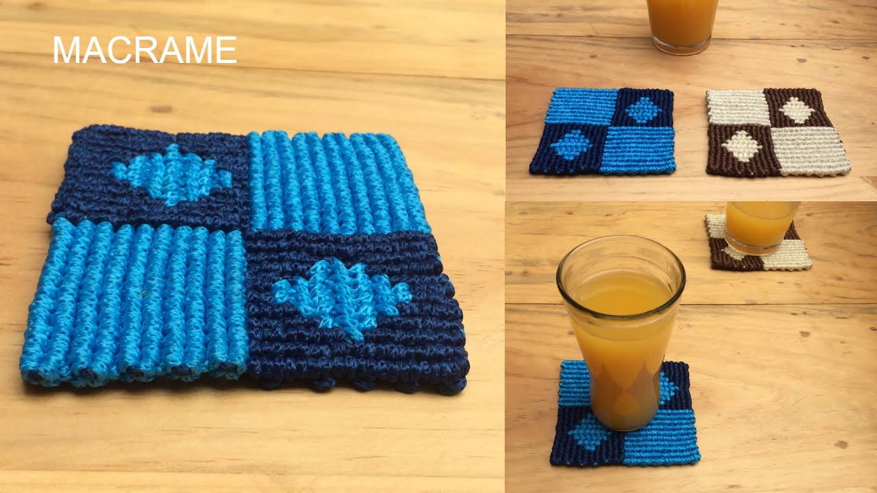 Posavaso Cuadrado ,macram&eacute;