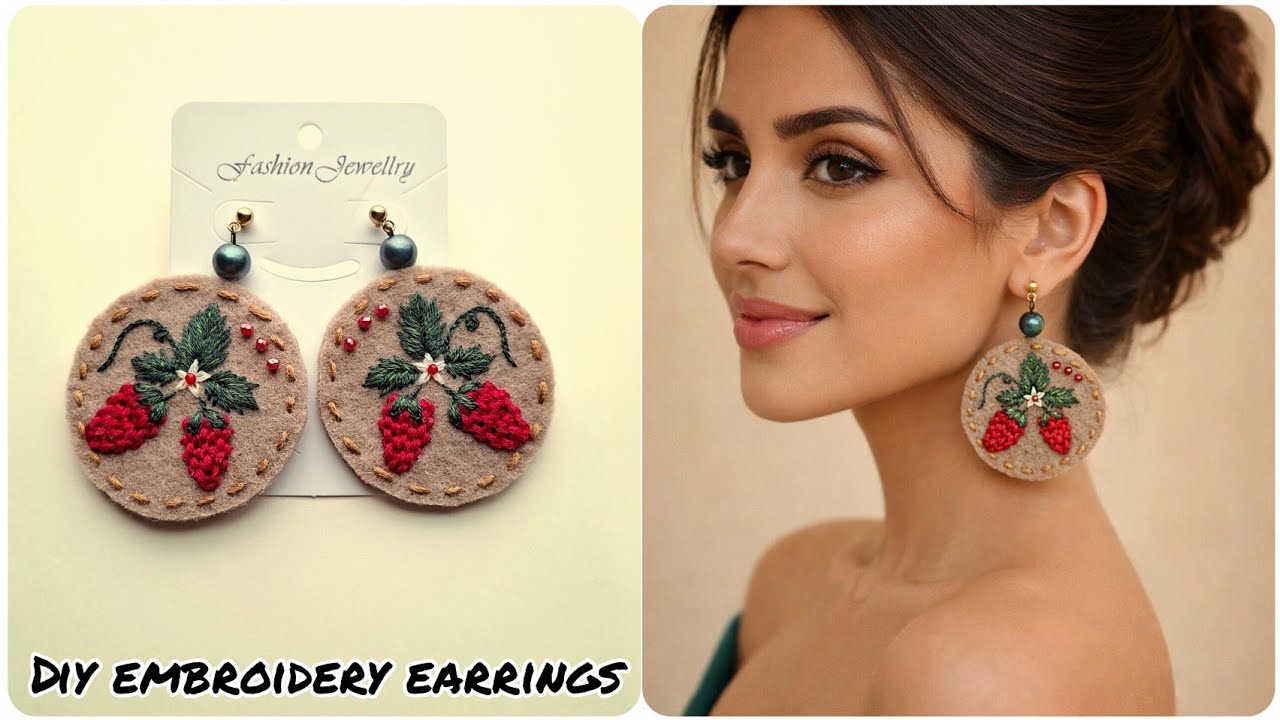 DIY Hand Embroidery Earrings | Full Tutorial with PATTERN 
