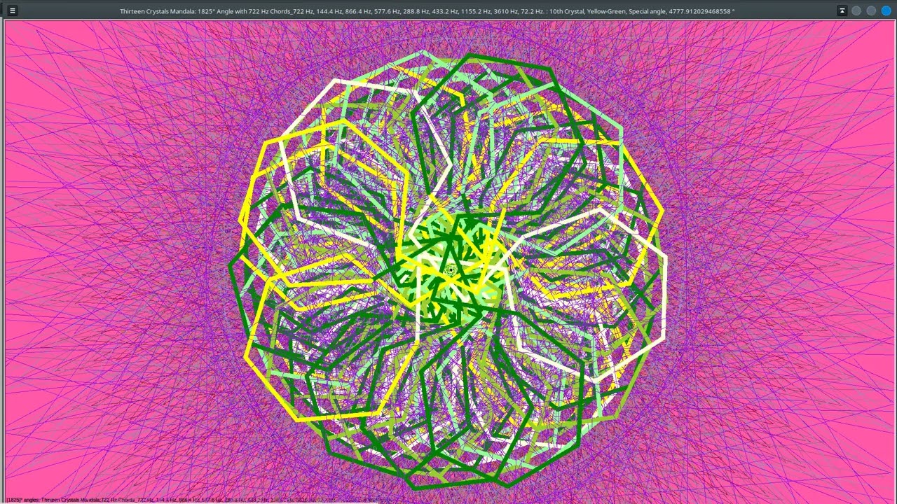 1825° Thirteen Crystals -722 Hz, 144 Hz, 866.Hz, 577 Hz, 288 Hz, 433 Hz, 1155 Hz, 3610 Hz, 72 Hz