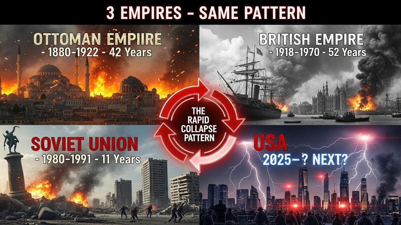 The 4-Stage Collapse Pattern Behind the Fall of Three Superpowers