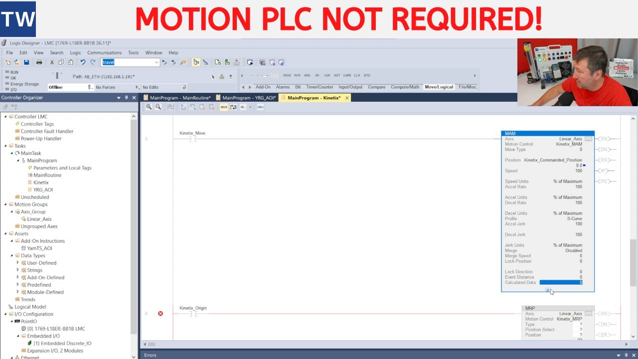 Learn Studio 5000 Kinetix Motion Instructions on a Non-Motion PLC