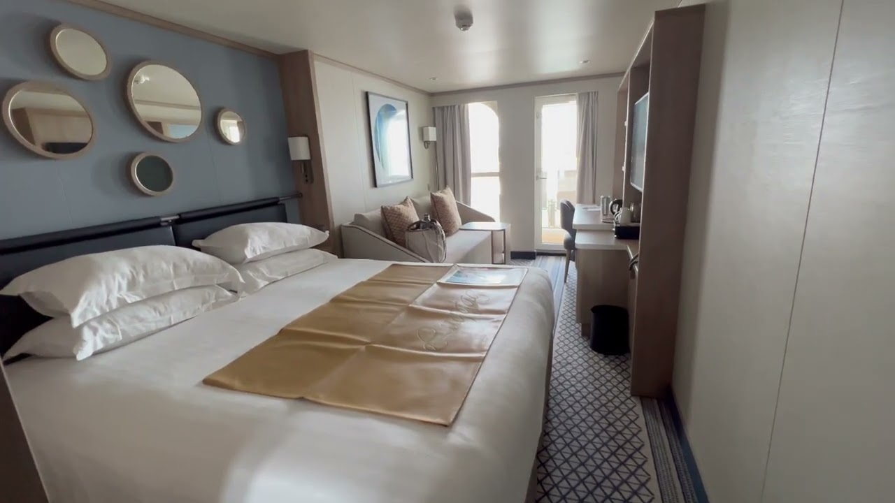 P&O Cruises Iona | Cabin Tour | Standard Balcony Cabin - 8104 | Deck 8 | Forward Facing