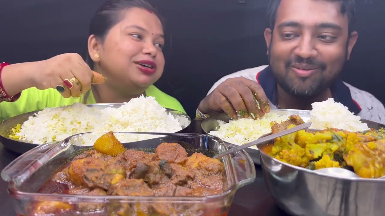 Bigbites,Eating Rice Katla Macher Jhol,Chicken GIZZARD Curry ,Fulkopir Pata Bata।।