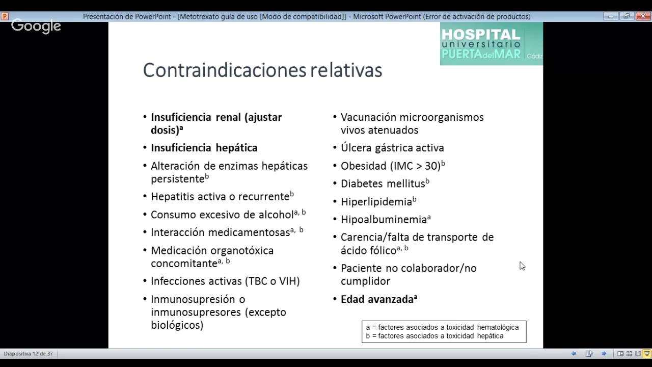 Metotrexato: guía de uso